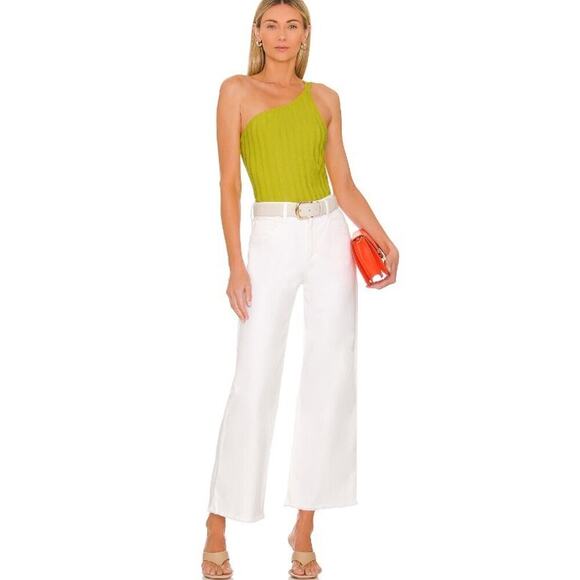 Jonathan Simkhai M Tank Top Peri Rib Jersey One Shoulder Chartreuse Green Shirt - Picture 1 of 10